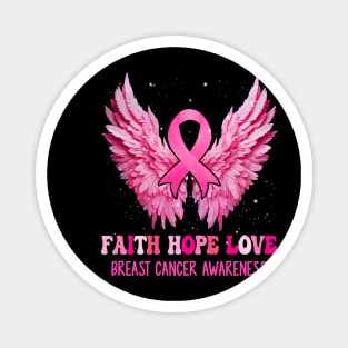 Faith Hope Love Breast Cancer Awareness Pink Ribbon Wings Magnet